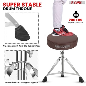 5 Core Drum Throne 3" Thick <b>Padded</b> Memory Foam Comfortable Drummer <b>Stool</b> 200Lb Capacity Adjustable - Product Image 4
