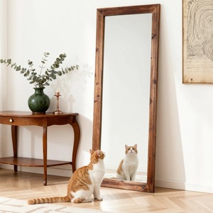 Miroir à cadre en bois au design minimaliste, idéal pour les bureaux, les centres commerciaux, les studios de danse et les vitrines de boutiques, fabriqué à la main en Inde - Product Image 6