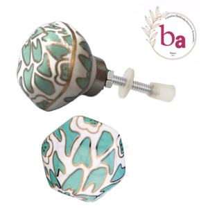 Hot Selling Moroccan <b>Gold</b> Ceramic Knobs Hexagon Flower Work Drawer Cabinet <b>Handle</b> Kitchen Bedroom Dining Wardrobes <b>Dressers</b> - Product Image 1