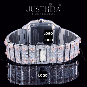 Reloj de Cuarzo Cuadrado de Lujo para Hombre, con Incrustaciones de Diamantes, Estilo Hip Hop, de Acero Inoxidable, Precio de Fábrica - Product Image 5