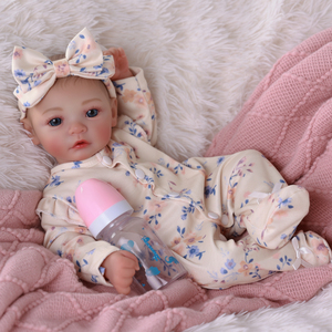 Poupées Reborn Babeside 17'' <span class=keywords><strong>Megan</strong></span>, yeux bleus, mignonnes, corps en tissu doux, barboteuse florale, prix d'usine, poupées Reborn prêtes à expédier - Product Image 1