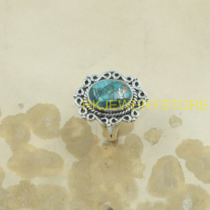 Natural Blue Copper Turquoise <b>Ring</b> 925 Sterling Silver Handmade Vintage Statement Jewelry Boho Gift for Her Anniversary gift <b>men</b> - Product Image 3