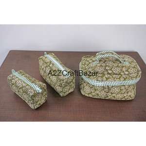 กระเป๋าเครื่องสำอางแบบพกพา ชุดอุปกรณ์แต่งหน้าทำมือลายทาง ผ้าฝ้ายแท้รักษ์โลก สินค้ามาใหม่ ขายส่ง - Product Image 4