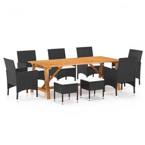 Juego de Comedor Blanco Crema y Negro para Jardín, Muebles de Exterior - Product Image 1