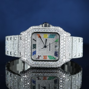 วีวีเอส มอยส์ซาไนต์นาฬิกาอัตโนมัติ ตัวเลขโรมัน กันน้ำ สแตนเลสสตีล ชุบทอง/เงิน นาฬิกาผู้ชายสุดหรู ตัวเรือนขนาด 12 มม. - Product Image 1