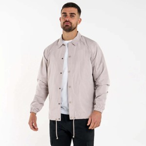 Blouson coupe-vent gris clair pour homme, col zippé, décontracté, printemps, couleur unie, polyester enduit, coupe classique - Product Image 3
