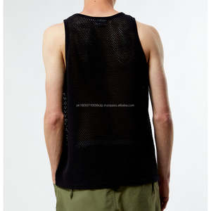 Camiseta sin mangas informal para hombre, mezcla de algodón/poliéster, de secado rápido, espalda cruzada, para gimnasio y entrenamiento, MOQ bajo - Product Image 4