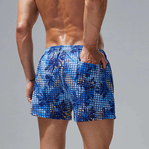 Shorts de plage pour hommes, séchage rapide, imprimé tropical, taille élastique avec cordon de serrage, décontractés, pour le surf - Product Image 6