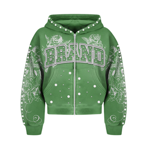 Customize Cherub Angel Graphic Pearl Beaded Studded Hood Durable Rhinestone <b>Hoodie</b> - Product Image 1