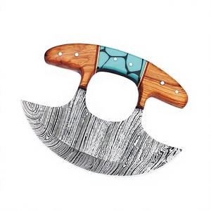 Nuevo Cuchillo Ulu de Acero de Damasco, Cortador de Pizza, Mezzaluna, para Deshuesar, con Punta de Gota, para Rebanar y Picar, para Camping, con Mango de Madera, Sheikh - Product Image 4