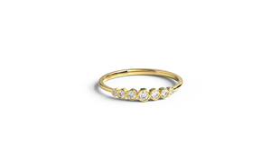 18K Gold Bezel Set Diamond <b>Wedding</b> Band Graduated Round Diamond Ring Bubble Ring Dainty Stackable Seven Stone Rings For Women - Product Image 1