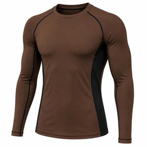Camiseta de compresión de manga larga para hombre, a la moda, hecha a medida, de ajuste ceñido, de secado rápido, transpirable, con cuello redondo, deportiva, de punto, lisa, para uso activo. - Product Image 2