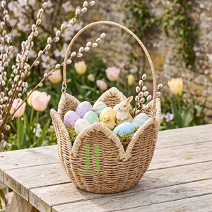 High Quality Woven Baskets With Handle Customize Sizes Variety Colors For Easter Decorations Gifts OEM Made In Vietnam - Product Image 4