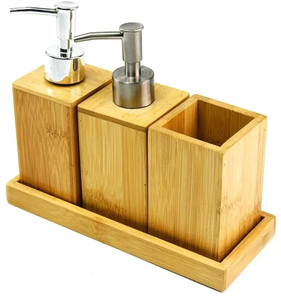 Ensemble de rangement de salle de bain de luxe écologique en bois, design carré et fin, trois pièces, nouveau design, décoratif, avec porte-savon - Product Image 3