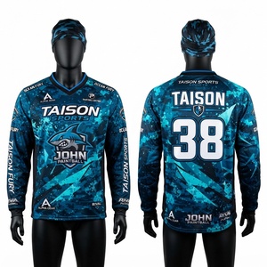 Camiseta de Paintball para Hombre, Tela de Poliéster Premium de 160 GSM, Azul y Negro, Manga Corta, Diseño Multipanel, Impresión Digital Personalizada en la Parte Delantera, Transpirable, Anti-UV - Product Image 1