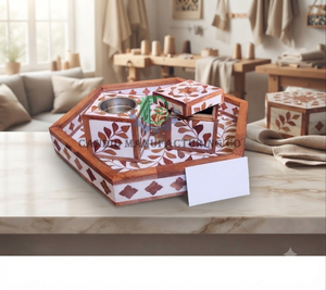 Juego de Porta Incienso Aromático de Madera de Sándalo Hecho a Mano con Diseño Incrustado para Decoración del Hogar en Eid y Ramadán - Product Image 3