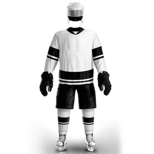 Ensembles d'uniformes de hockey sur glace personnalisés respirants, maillots et pantalons imprimés par transfert thermique, tissu durable, compétitifs - Product Image 6