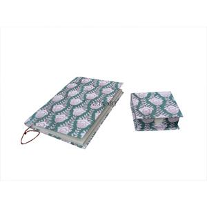 Diarios de tela de algodón impresos en bloque con tapa dura y impresión térmica, juego de diario y bloc de notas hechos a mano para escribir, dibujar y regalar. - Product Image 1