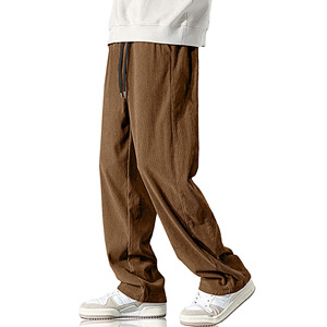 Wholesale Casual Straight Pattern Men's Pants Washed Track Pants Custom Fabric Corduroy Pocket Windbreaker Men's <b>Trousers</b> Pants - Product Image 4
