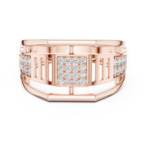 Bague en or jaune 18 carats sertie de diamants ronds de culture, style IMPERIAL PILLAR, idéale pour mariage, fiançailles, cadeaux, usage quotidien ou professionnel pour homme. - Product Image 6