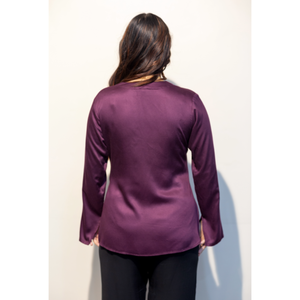 Camisa de Algodón Giza Color Vino para Mujer, Marca PAMELA, Prenda Casual Elegante de Primera Calidad, Fabricante OEM - Product Image 3