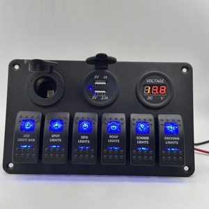 Panneau de commande 6 interrupteurs 12V à LED, étanche, pour voiture, camping-car, <span class=keywords><strong>bateau</strong></span>, marine, avec disjoncteur - Product Image 2
