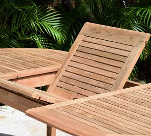 Table ovale en teck pour extérieur avec ensemble de chaises de salle à manger empilables en teck pour usage extérieur - Product Image 6