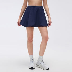 <b>Women's</b> <b>Navy</b> Pleated Mini Tennis <b>Skirt</b> with Pockets Breathable Casual Summer Activewear Dropped Waist 100% Cotton - Product Image 4