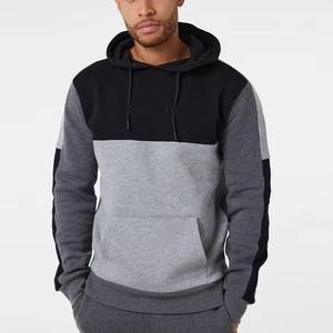 Sudadera con capucha para hombre, con bloques de color, manga larga, informal, con cordón ajustable y bolsillos laterales, para otoño, corte regular - Product Image 1
