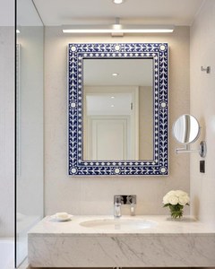 Handmade Wooden Inlay Bohemian Design Eco-Friendly Durable Decorative Wall Mirror Frame for Home Decor and Vanity Use - Product Image 1