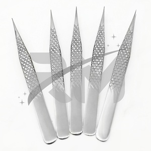 Pinzas Profesionales de Acero Inoxidable para Extensión de Pestañas RMI, Agarre de Diamante, Puntas Puntiagudas de Precisión, Logotipo Personalizado, Modelo Plateado - Product Image 1