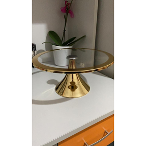 Support à gâteau ovale à deux niveaux très demandé, finition métal doré, plateau blanc, présentoir à desserts, accessoire de décoration intérieure à prix impressionnant - Product Image 3