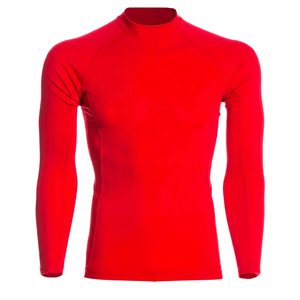 Men's <b>Red</b> <b>Long</b> <b>Sleeve</b> Rash Guard Quick Dry Polyester Shirt <b>Top</b> - Product Image 1