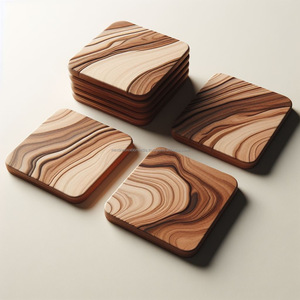Posavasos de madera hecho a mano Posavasos de madera natural Logotipo personalizado Forma Vajilla ecológica OEM ODM - Product Image 3