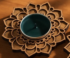 Support de bougie imprimé en bois pour la maison, les mariages, les événements, les cadeaux – Chic, découpé au laser, en forme de bol, pour la table et l'aromathérapie - Product Image 2