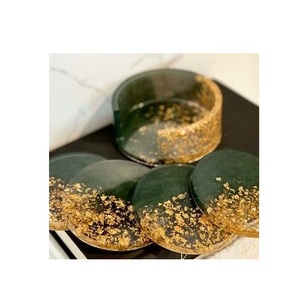 Handmade Resin Wood Coaster <b>Set</b> With Modern Artistic Design For Home Decor Coffee Table Dining Table And Office <b>Desk</b> Use - Product Image 1