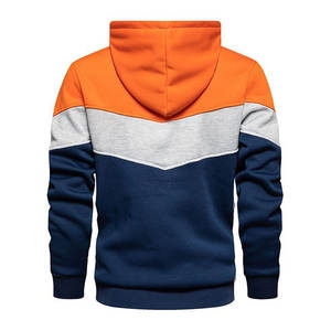 Sweat à capuche premium pour homme, motif chevron, color-block |   Sweat-shirt à capuche orange, gris et bleu marine, streetwear, athlétique, pour la salle de sport, entraînement, vêtements de sport - Product Image 3