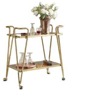 Three‑Tier Rolling Cart with Black Metal Frame Wooden Shelves Industrial Rustic Style Mobile <b>Serving</b> <b>Trolley</b> Storage Display - Product Image 2