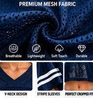 Camiseta de Fútbol Corta Personalizada para Mujer, Top Corto de Malla, Nombre y Número del Equipo Personalizados, Fabricante OEM ODM