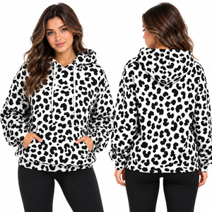 Sudadera con Capucha Personalizada para Mujer, Estampado Animal, Sudadera de Forro Polar con Estampado de Leopardo, Sudadera Holgada con Capucha, Sudadera Cálida de Invierno, Sudadera Personalizada para Mujer - Product Image 3