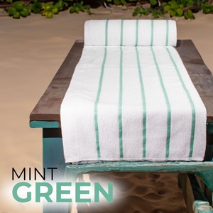 Striped Cotton <b>Bath</b> <b>Towel</b> Set Rectangular <b>White</b> with Green Stripes Home Use Woven <b>Towels</b> - Product Image 3