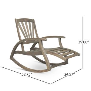 Sedia a dondolo da esterno in legno di acacia con poggiapiedi retrattile per portico, patio o balcone - Product Image 6
