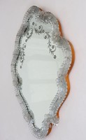 Italienischer Venezianischer Murano-Glasspiegel Graviert Handgefertigt Mundgeblasene Blumen Mid-Century-Stil