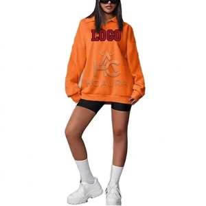 <b>Top</b> Selling Winter Women's Oversized Printed <b>Mock</b> <b>Neck</b> Fleece Sweatshirt Custom Logo Pullover Wholesale Casual Premium Quality - Product Image 2