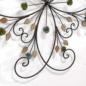 Décoration murale en métal en forme de fleur avec feuille rouille pour salon, chambre, couloir – Sculpture rustique à suspendre - Product Image 5