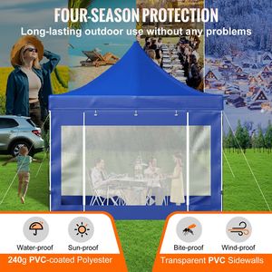 Gazebo Pieghevole 3x3 Metri con Pareti Laterali Rimovibili, Borsa con Ruote, Resistente ai Raggi UV, Impermeabile e Isolante per Esterni e Patio - Product Image 3