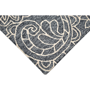 Alfombra de Lana Tejida a Mano con Diseño Floral Paisley Bohemio Vintage, Elegante Patrón de Medallón Mandala, Color Gris Pizarra - Product Image 5