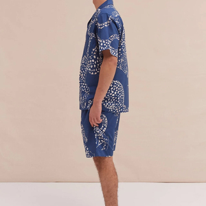 Ensemble chemise et short en coton pour homme, col en V, séchage rapide, respirant, décontracté, pour l'automne, impression sur écran ODM, OEM - Product Image 4