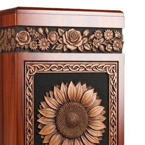 Urna Funeraria Artesanal de Madera de Palisandro Estilo Americano con Diseño de Girasol, Ecológica y Duradera, Caja para Cenizas - Product Image 4