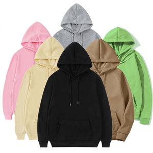 Sweat à capuche unisexe en polaire de polyester, couleur unie, personnalisable avec logo brodé, style décontracté et oversize, prix usine Chine, OEM - Product Image 1
